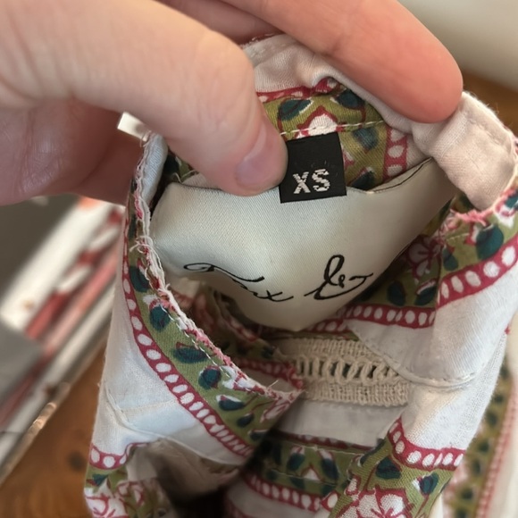 Block Print Lace Long Sleeve Mandarin Collar Blouse Ruffled - Picture 5 of 5